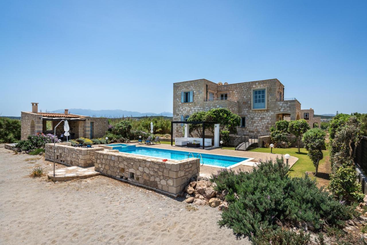 Beachfront Villa Turquoise With Private Pool, Bbq And Ping Pong Table Chania  Exteriér fotografie