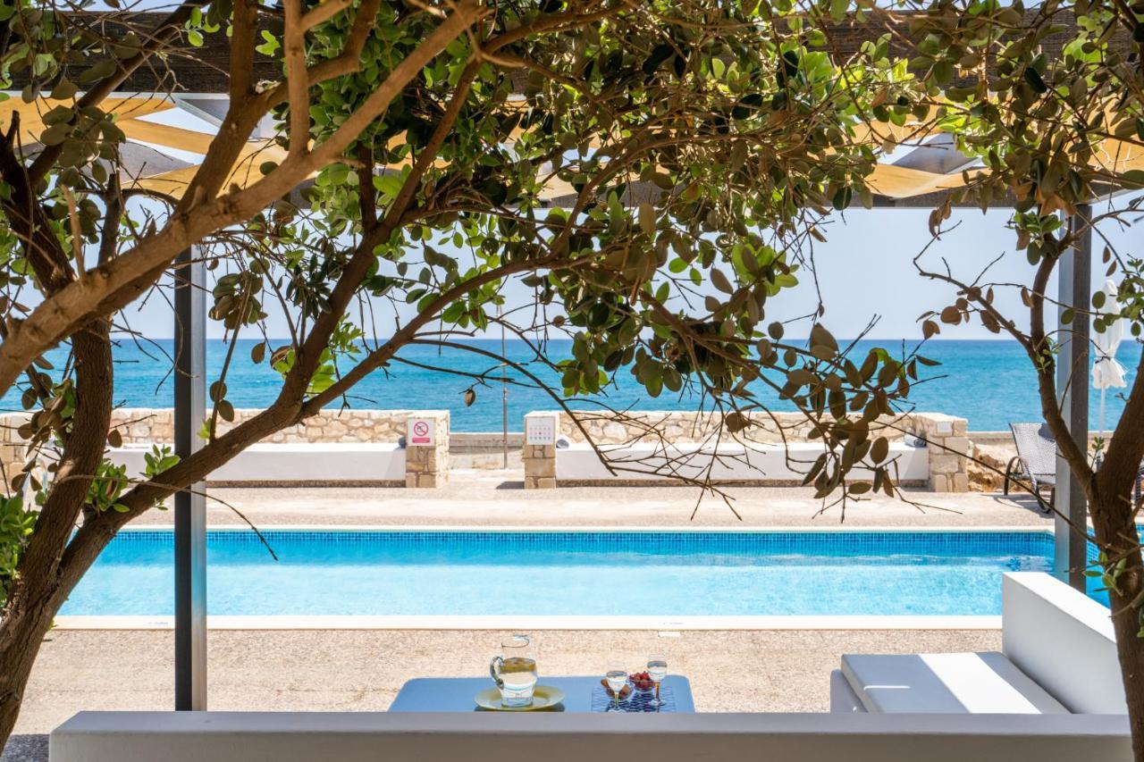 Beachfront Villa Turquoise With Private Pool, Bbq And Ping Pong Table Chania  Exteriér fotografie