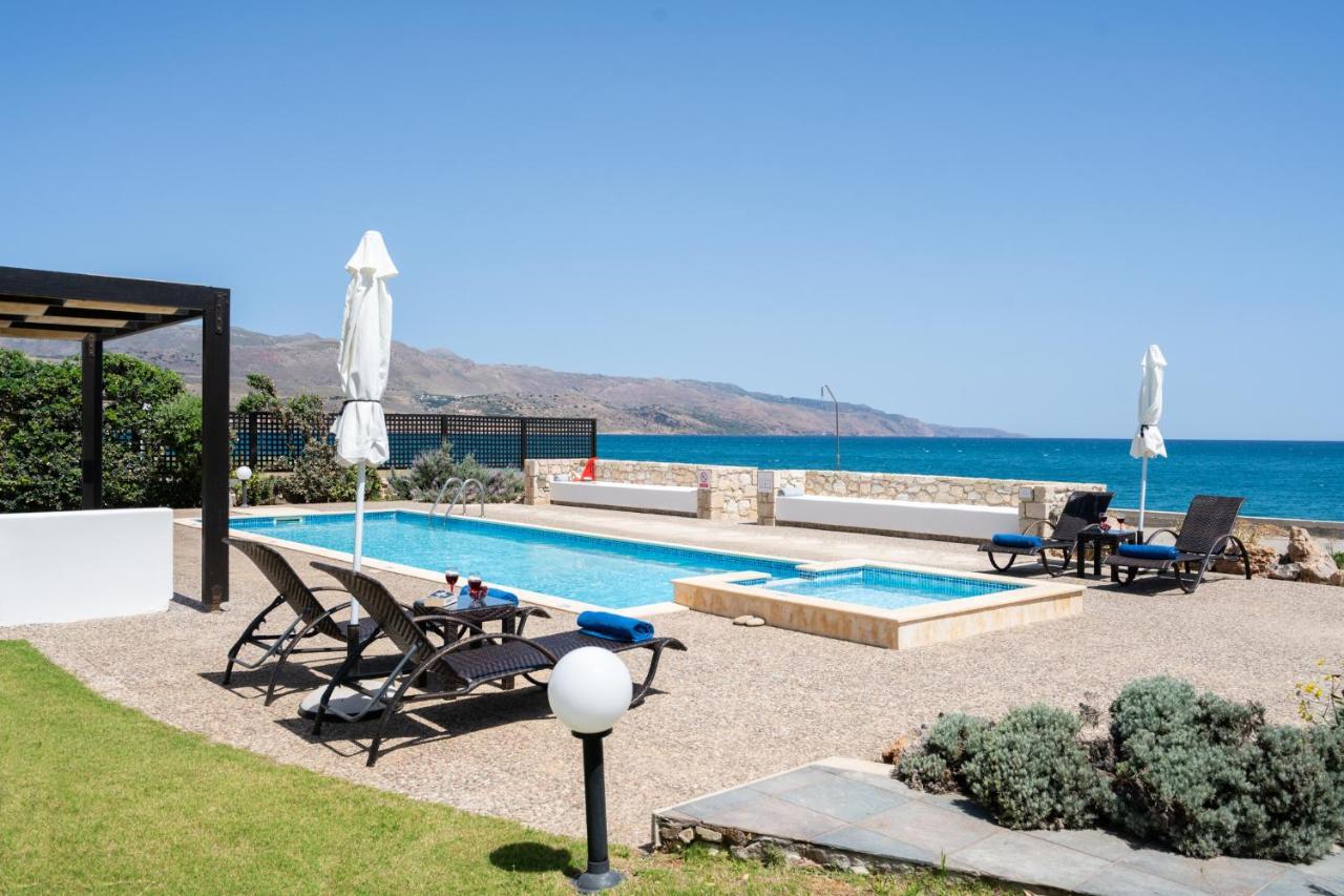 Beachfront Villa Turquoise With Private Pool, Bbq And Ping Pong Table Chania  Exteriér fotografie